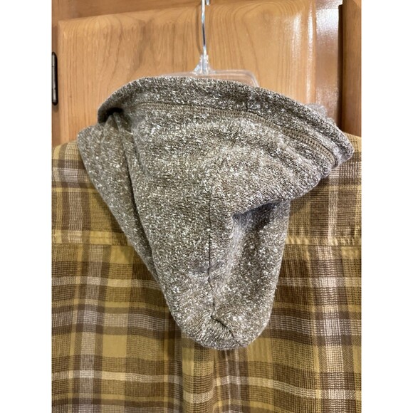 Katin Harold Hooded Flannel Sweatshirt Jacket Shacket Sz XL Brown Yellow Cabin - Picture 5 of 12